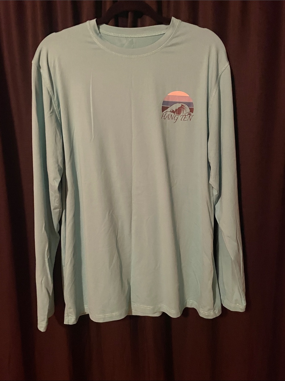 Hang Ten Light Aqua Long Sleeve Tee with Sunset Surf Logo